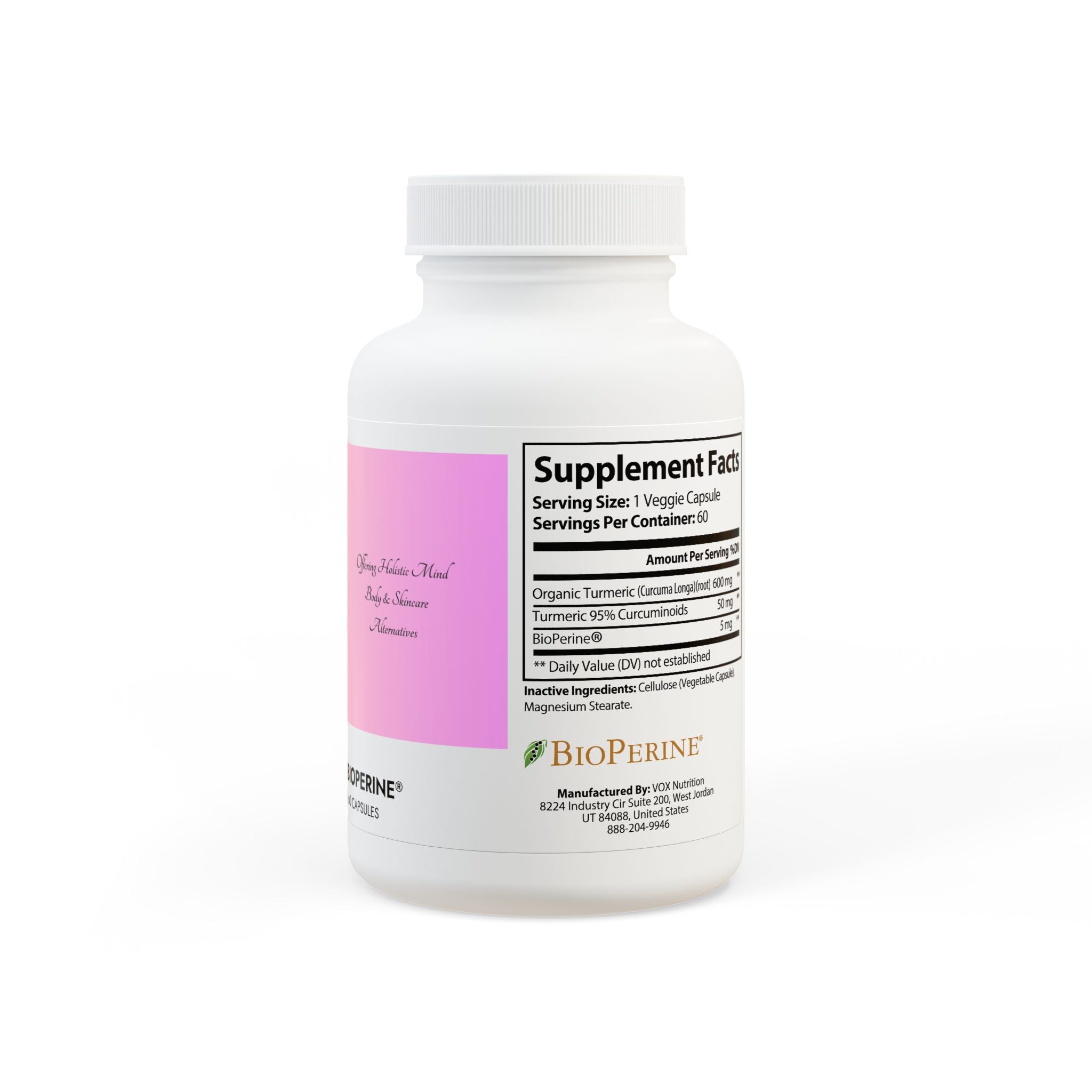 Turmeric with BioPerine® (Black Pepper Fruit Extract) Supplement (60 Capsules)